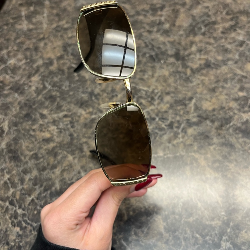 Versace Gold Frame Sunglasses with Brown Lenses